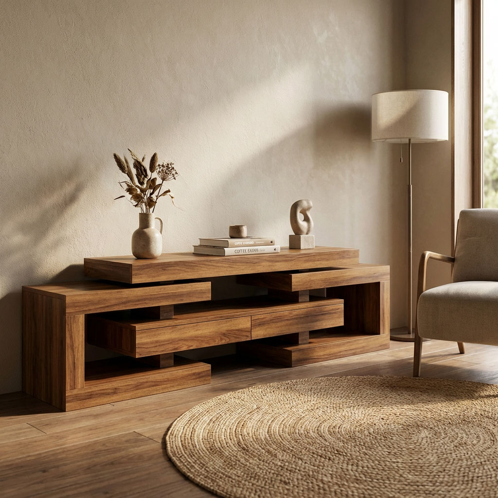 میز تلویزیون مدل السا MDF مدرن مناسب تلویزیون 50 تا 55 اینچ